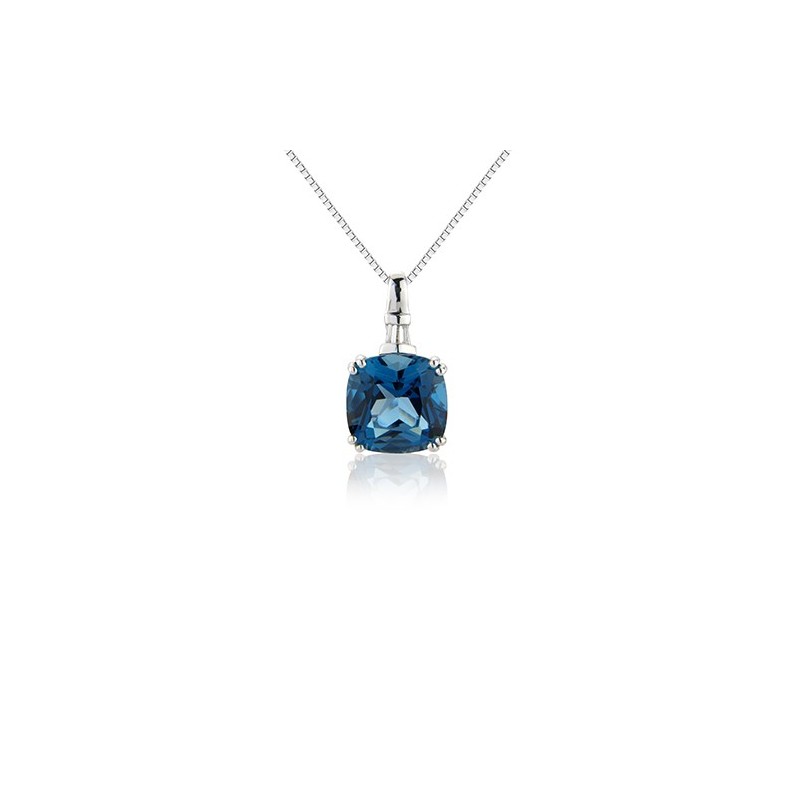 9ct White Gold London Blue Topaz & Diamond Pendant 9ct White Gold London Blue Topaz & Diamond Pendant