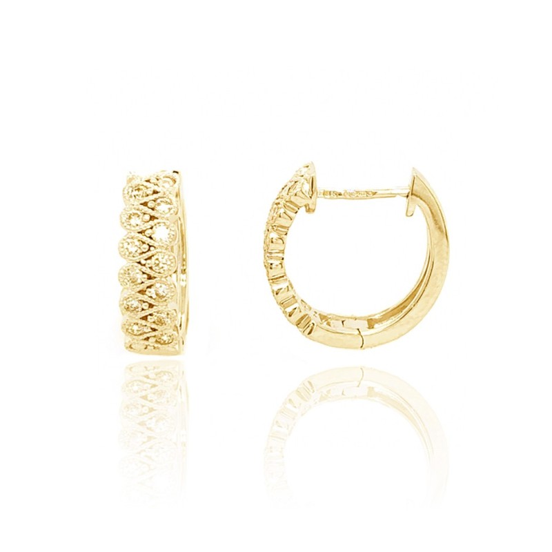 9ct Gold Diamond-set Milligrain Huggie Hoops - 0.36ct 9ct Gold Diamond-set Milligrain Huggie Hoops - 0.36ct