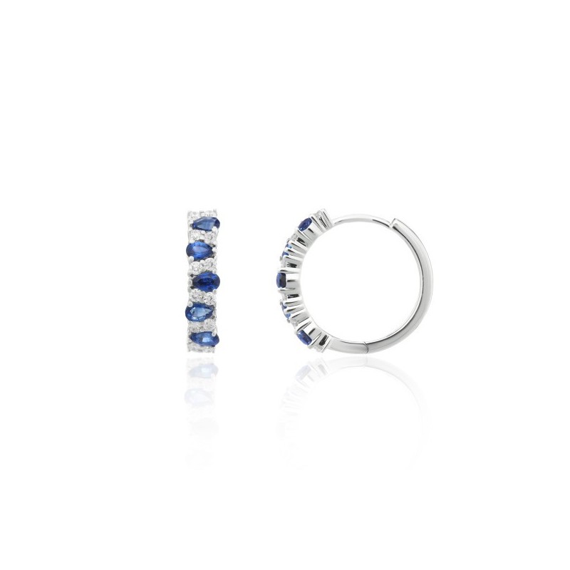 Sapphire & Diamond Hoop Earrings White Gold | Macintyres of Edinburgh Sapphire & Diamond Hoop Earrings White Gold | Macintyres of Edinburgh