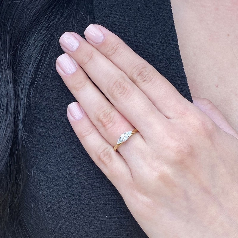 Three stone pear engagement ring sales