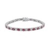 Diamonfire Sterling Silver Red & White CZ Line Bracelet - B5474