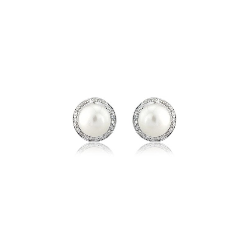 Pearl stud earrings white gold discount
