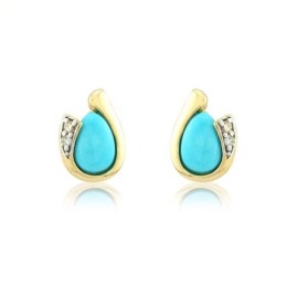 9ct Yellow Gold Turquoise Stud Earrings - 0.03