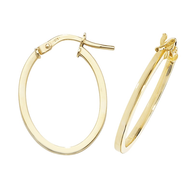 9ct Gold Oval Hoop Earrings - 20mm x 15mm 9ct Gold Oval Hoop Earrings - 20mm x 15mm