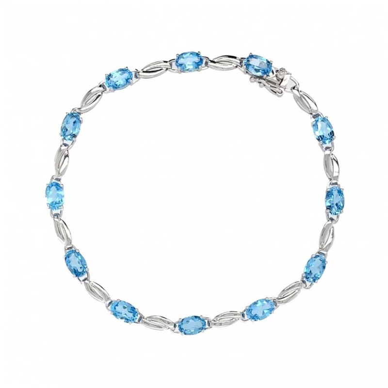 9ct White Gold Blue Topaz Bracelet 9ct White Gold Blue Topaz Bracelet