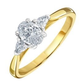 Oval & Pear Shape Three Stone Diamond Ring - GIA F/VS1