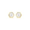 9ct Yellow Gold CZ Hexagonal Stud Earrings