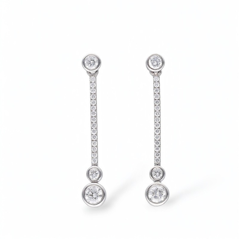 Platinum Diamond Long Drop Earrings - 1.00ct Platinum Diamond Long Drop Earrings - 1.00ct
