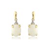 9ct Gold Opal & Diamond Drop Earrings - 0.03ct