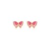 9ct Gold Enamelled Pink Butterfly Stud Earrings