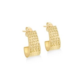 9ct Gold Diamond Cut Tapered Half Hoop Earrings