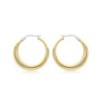 9ct Yellow & White Gold 24mm Round Creole Hoop Earrings