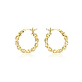 9ct Yellow Gold Diamond Cut Twist Hoop Creole Earrings
