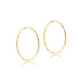 9ct Gold Diamond Cut 25mm Slim Hoop Earrings