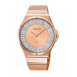 Seiko Rose Gold Plated Swarovski Dial Watch - SXDF74P1