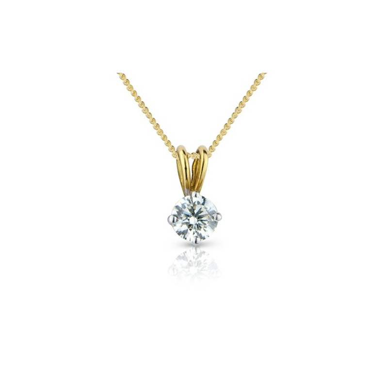 18ct Gold Diamond Solitaire Pendant - 0.40cts F/SI1
