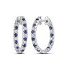 18ct White Gold Sapphire and Diamond Hoops - S:0.60 D:0.49