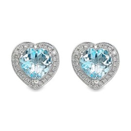 18ct White Gold Blue Topaz & Diamond Earrings - BT 4.41  D 0.36