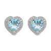18ct White Gold Blue Topaz & Diamond Earrings - BT 4.41  D 0.36