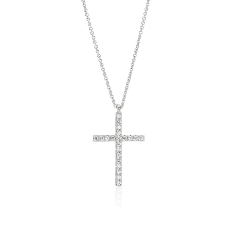 9ct White Gold Diamond Cross & Chain - 0.12ct 9ct White Gold Diamond Cross & Chain - 0.12ct