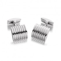 Hoxton London Sterling Silver Square Ribbed Cufflinks