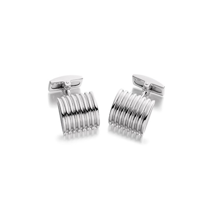Hoxton London Sterling Silver Square Ribbed Cufflinks